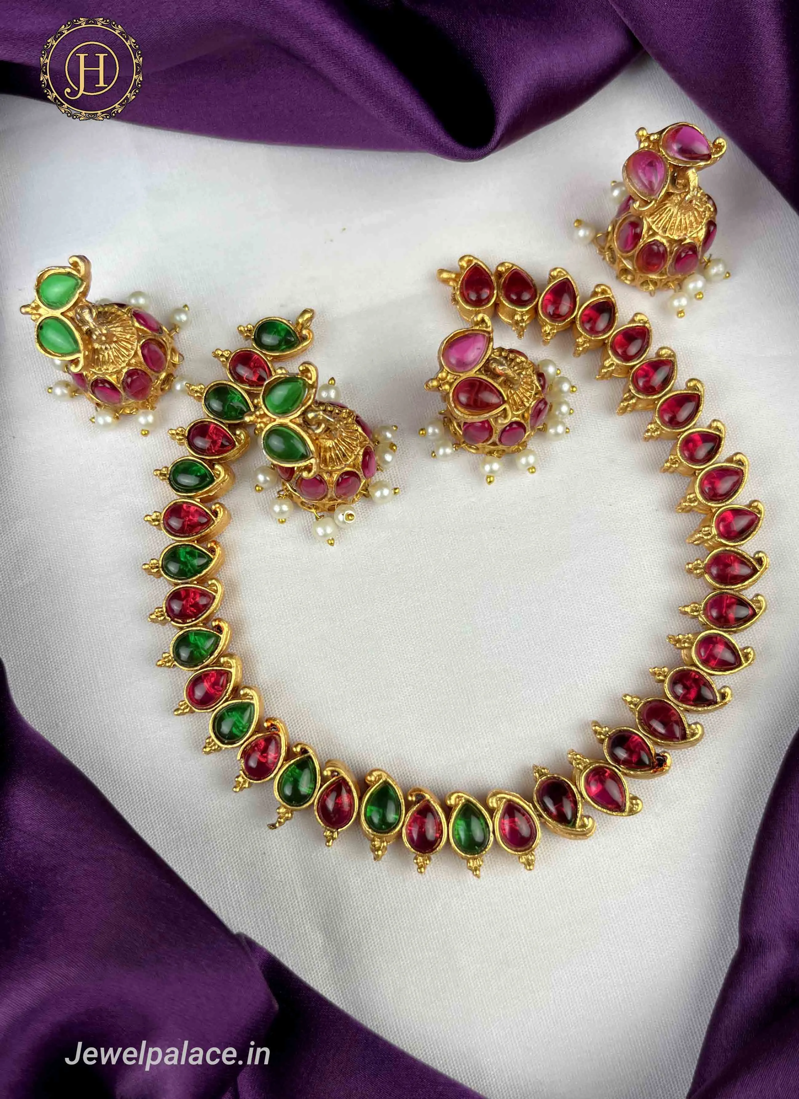 Elegant Gold Plated Designer Necklace With Earrings JH1694