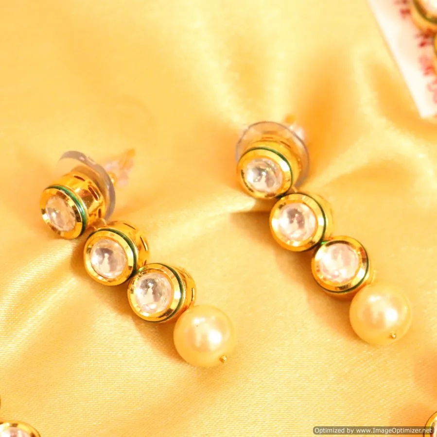 Elegant Kundan Meenakari Pearl Necklace Set