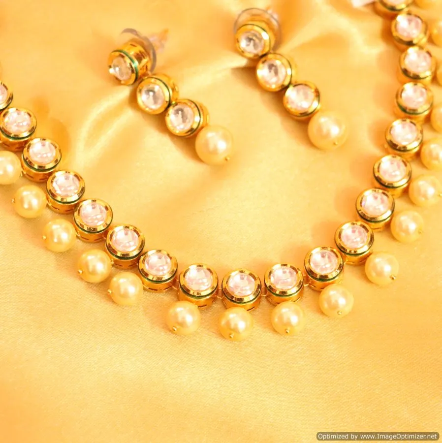 Elegant Kundan Meenakari Pearl Necklace Set
