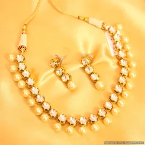 Elegant Kundan Meenakari Pearl Necklace Set