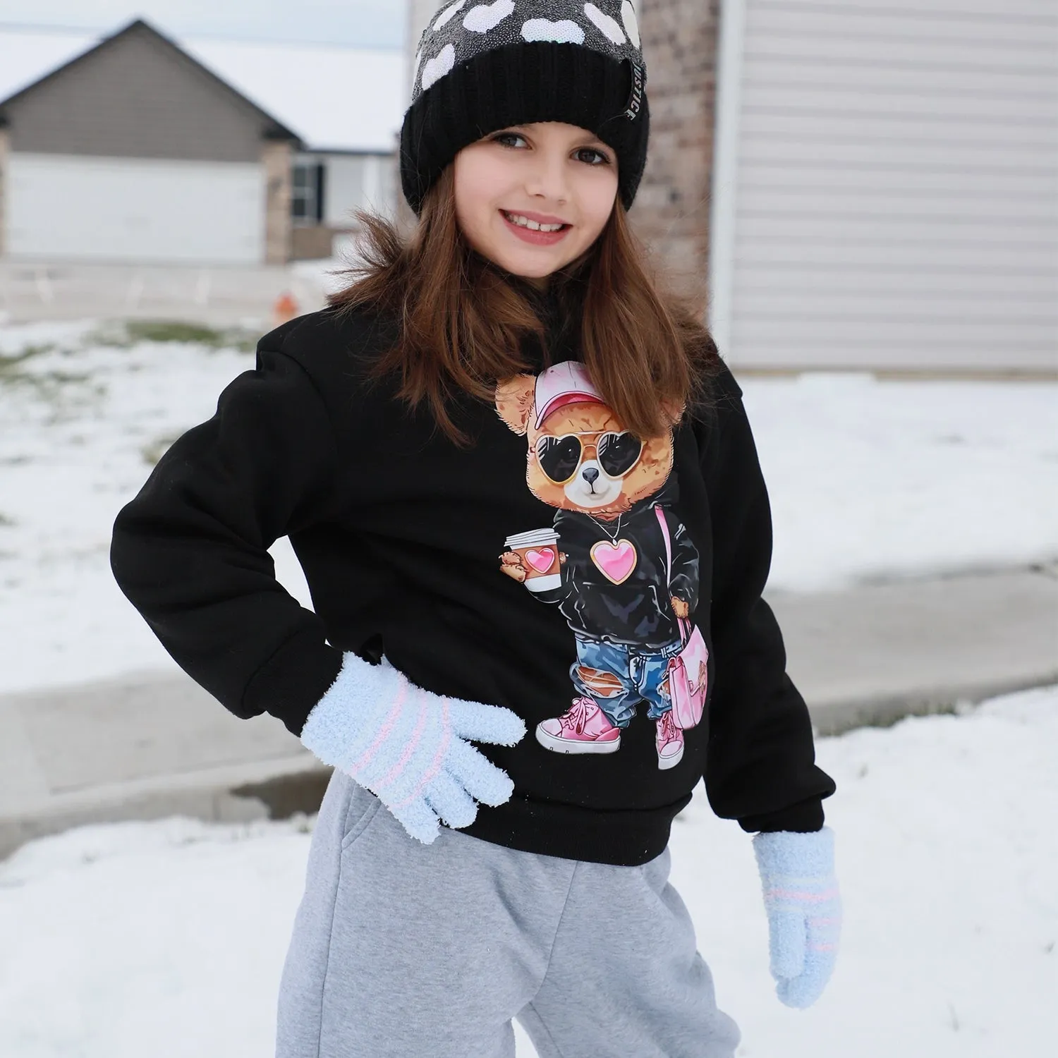 EvridWear Kids Fluffy Winter Gloves in Pastel Colors - Warm & Stretchy