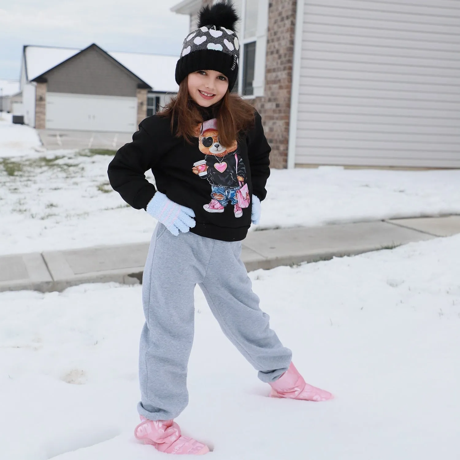 EvridWear Kids Fluffy Winter Gloves in Pastel Colors - Warm & Stretchy