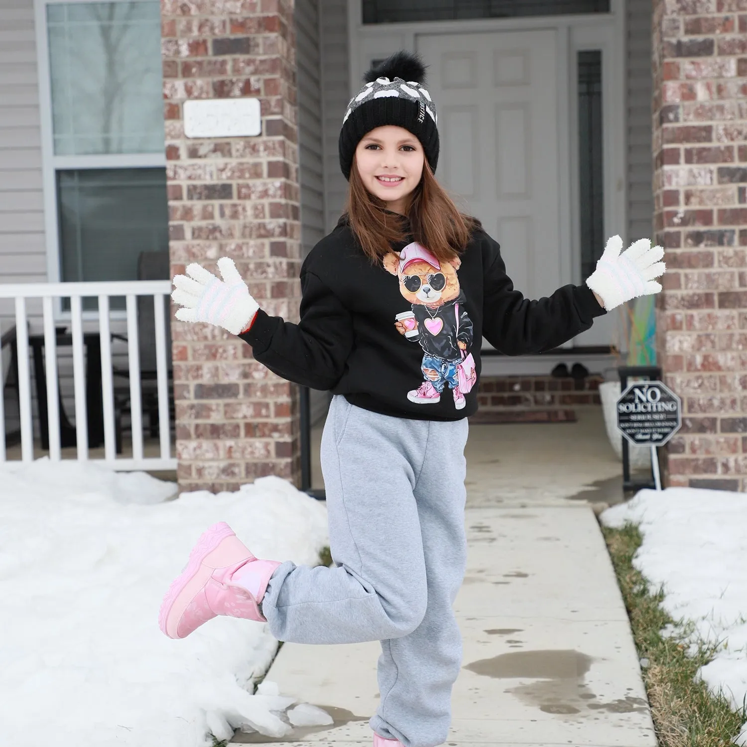 EvridWear Kids Fluffy Winter Gloves in Pastel Colors - Warm & Stretchy