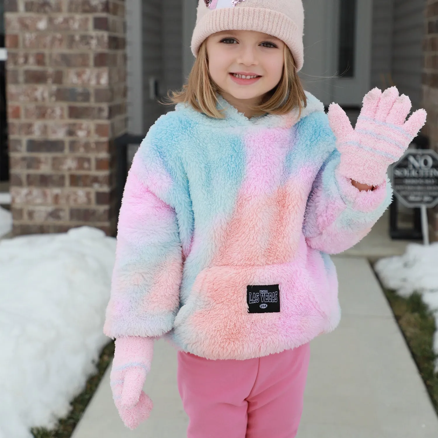 EvridWear Kids Fluffy Winter Gloves in Pastel Colors - Warm & Stretchy