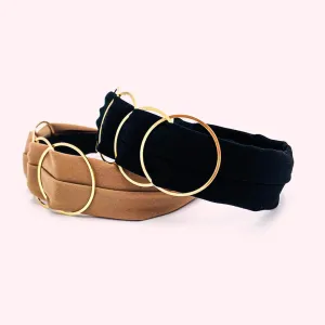Fabric with Gold Rings Womens Wide Headbands • Orion Model