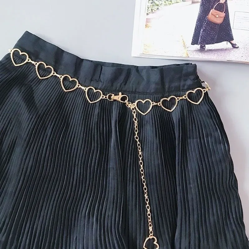 Fashion Heart Shaped Metal Waist Chain Belt