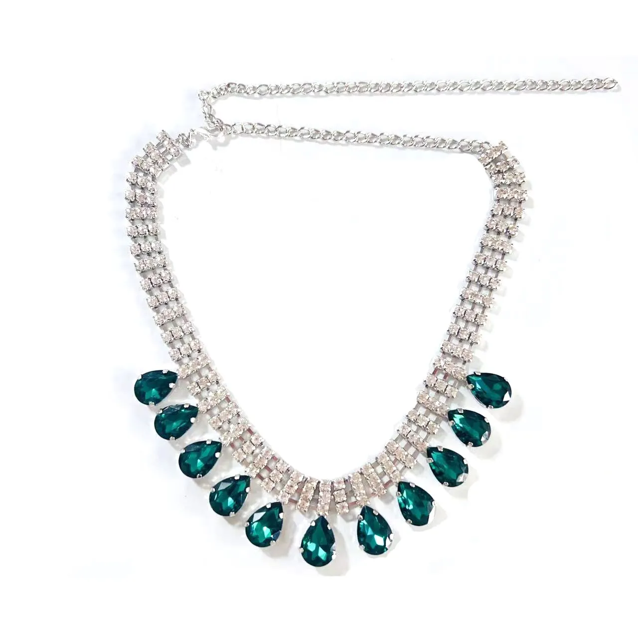 Fashion Luxury Crystal Droplet Pendant Necklace Women&#39;s Multi layered Rhinestone Necklace