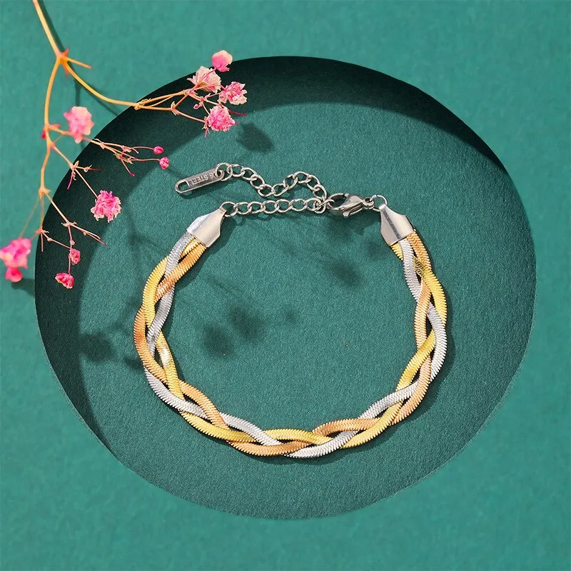 Fashion  Multicolor Twist Weaving Snake Bone Chain Choker Necklaces Pendants For Women