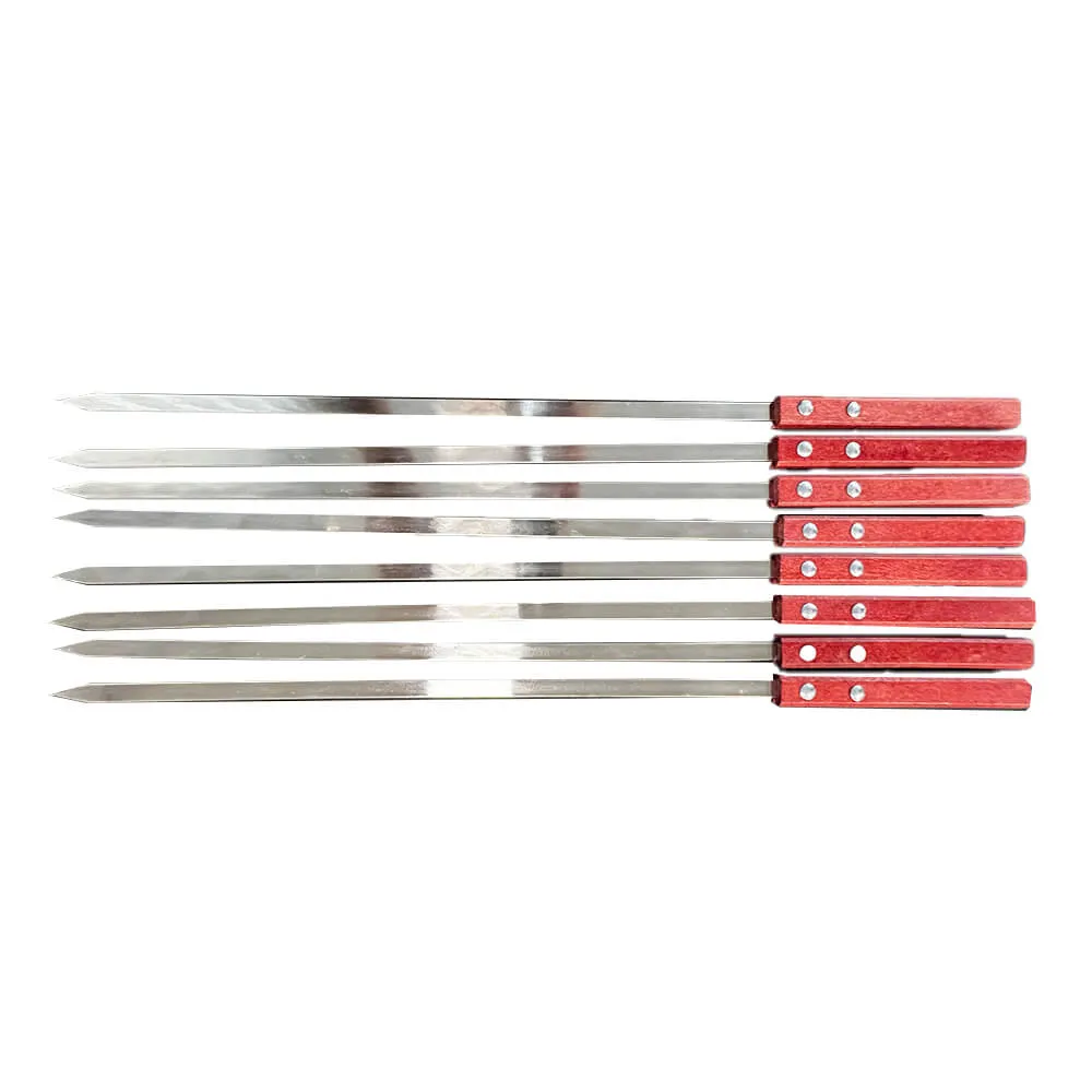Flat Metal Kebab Skewers - Flaming Coals