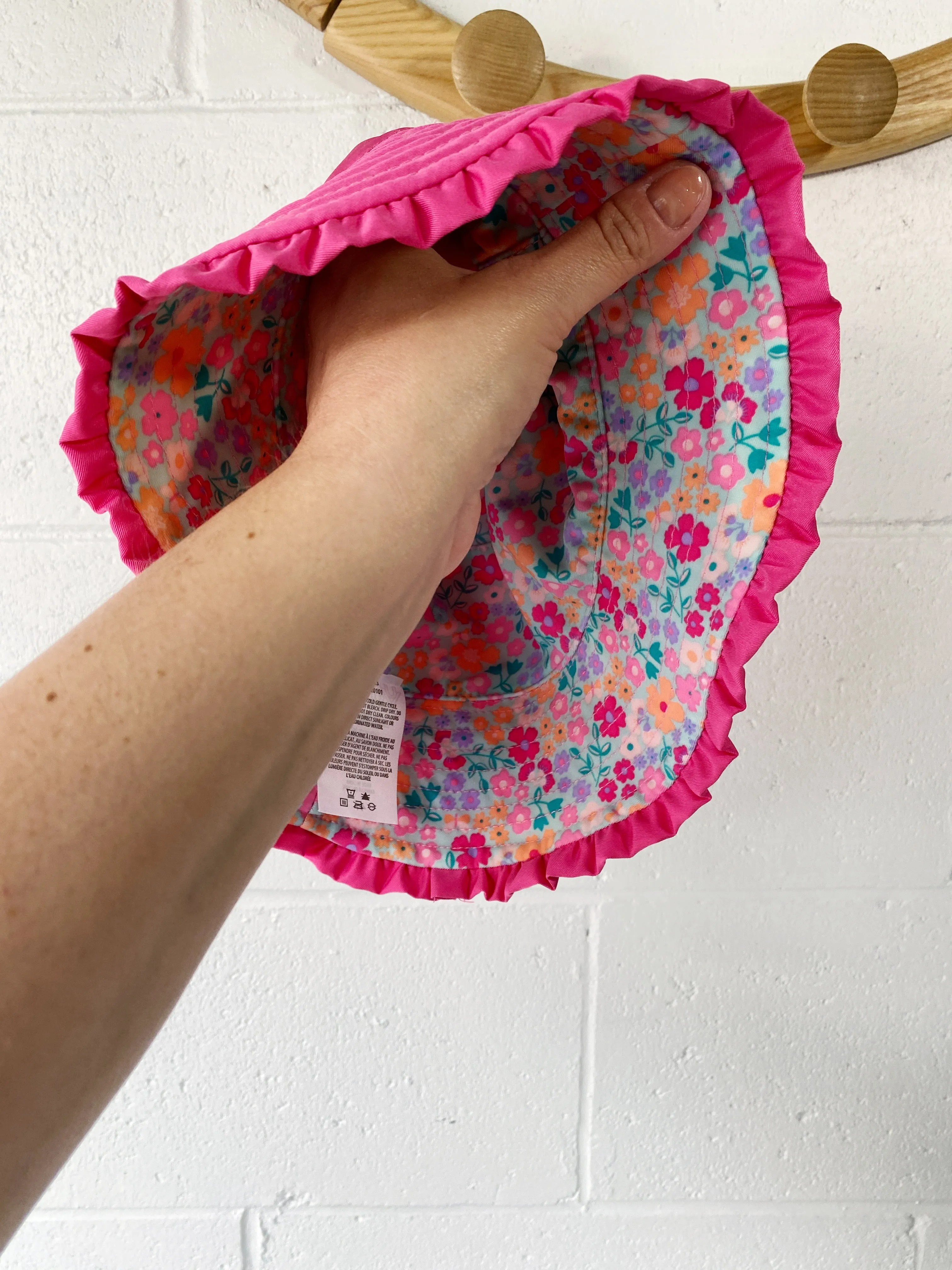Floral   Pink Reversible Sun Hat, 4 years