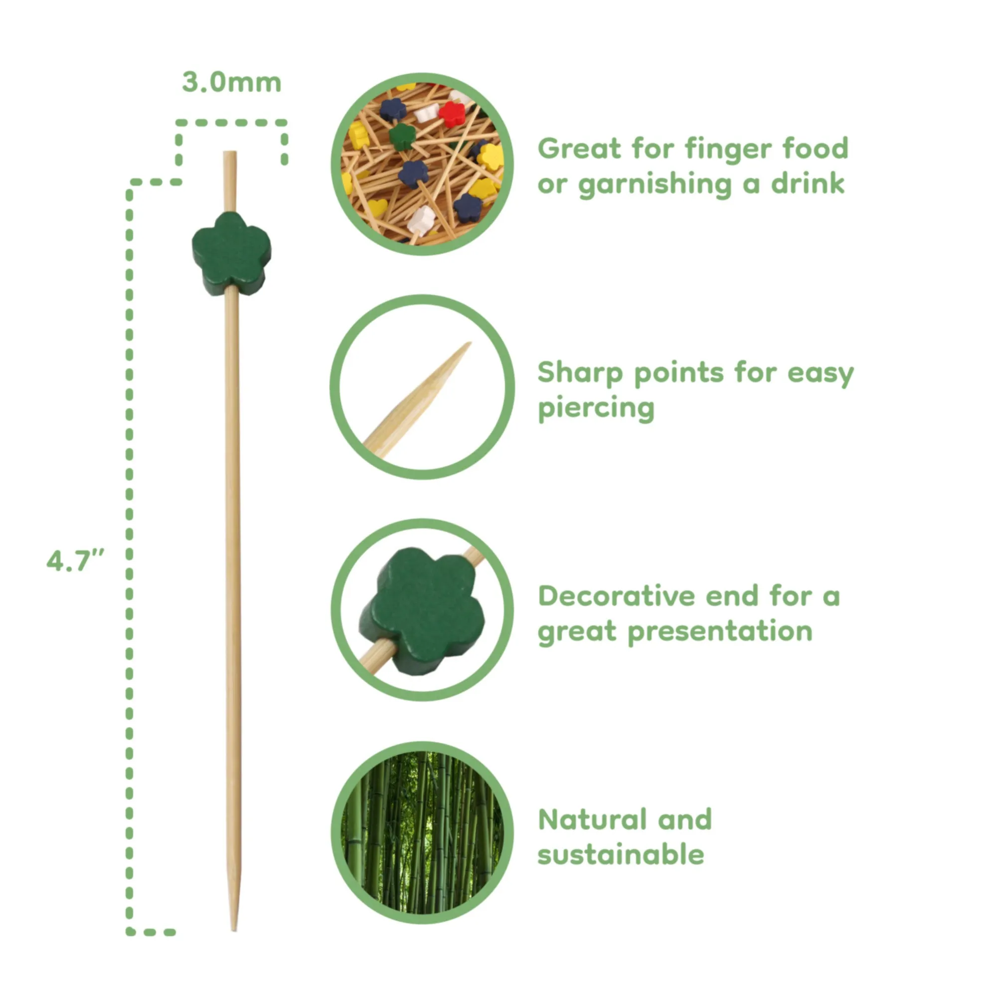Flower Bamboo Food Picks