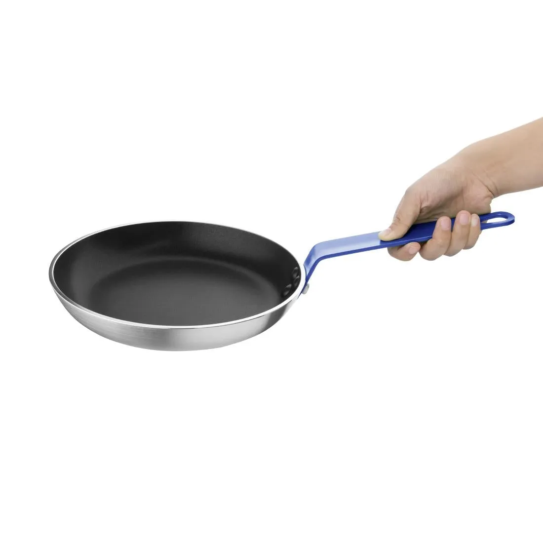 FX135 Hygiplas Non-Stick Teflon Aluminium Platinum Plus Frying Pan with Blue Handle 240mm