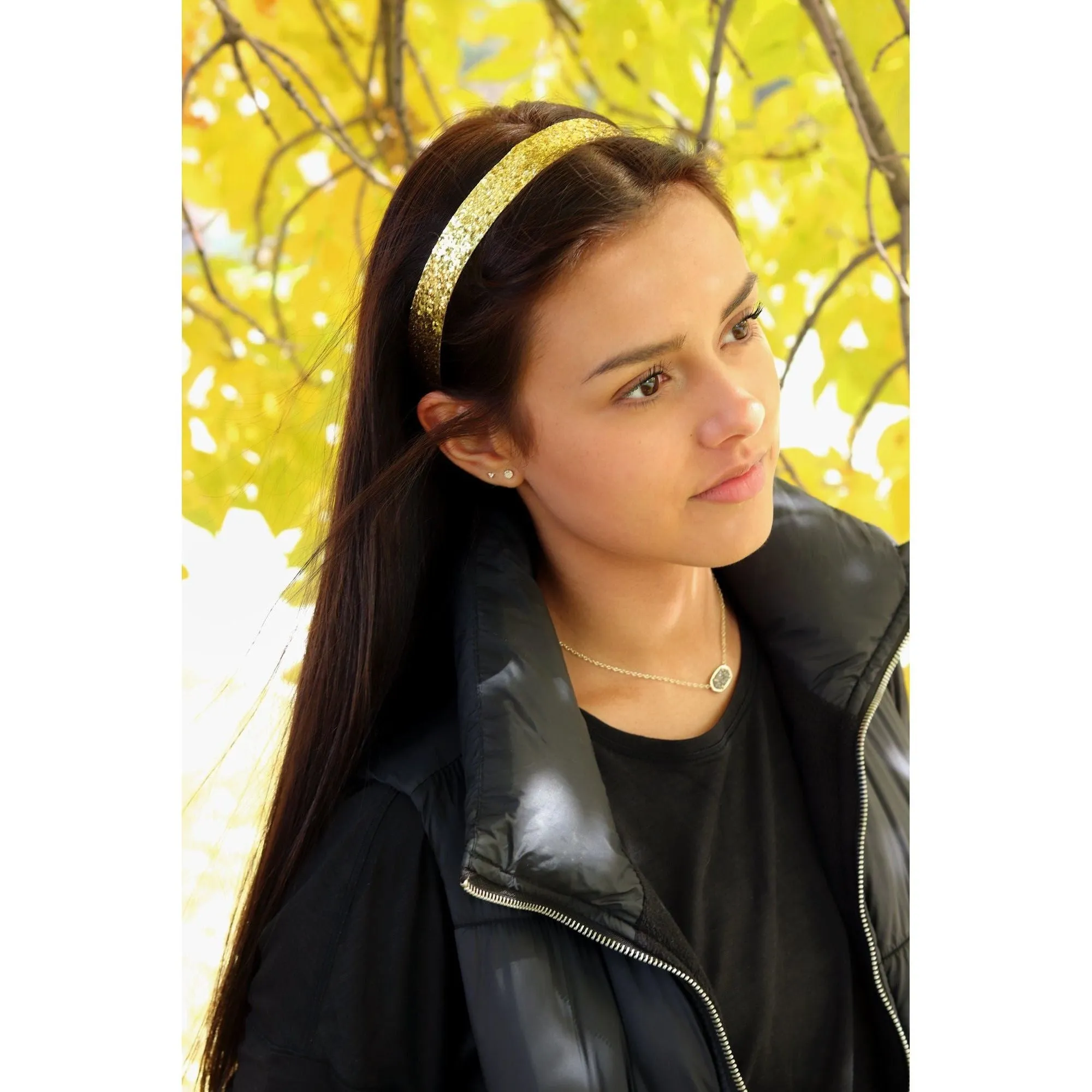 Gold Cheetah Glitter Headbands - 12 Pack