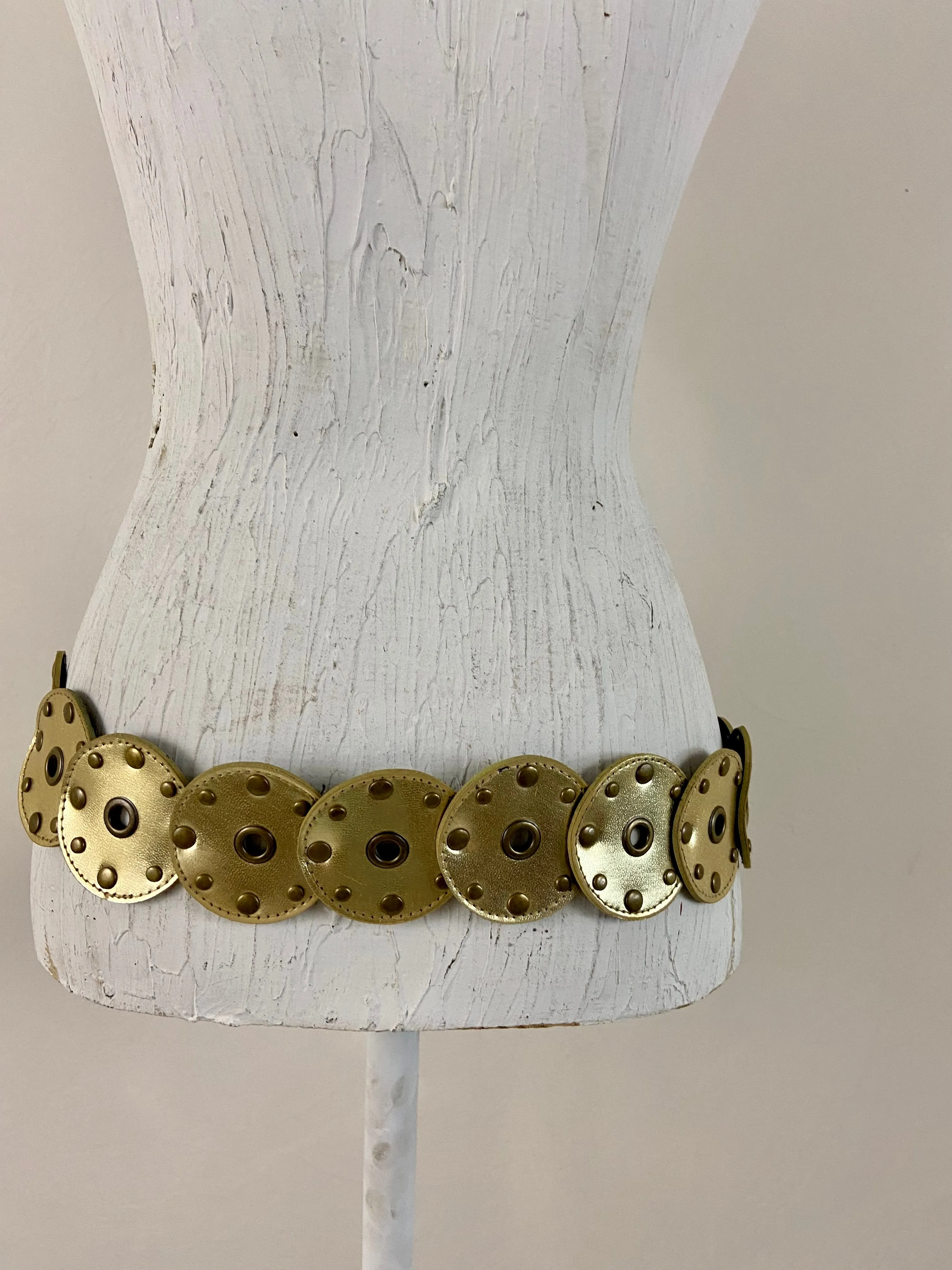 Gold leather waist belt