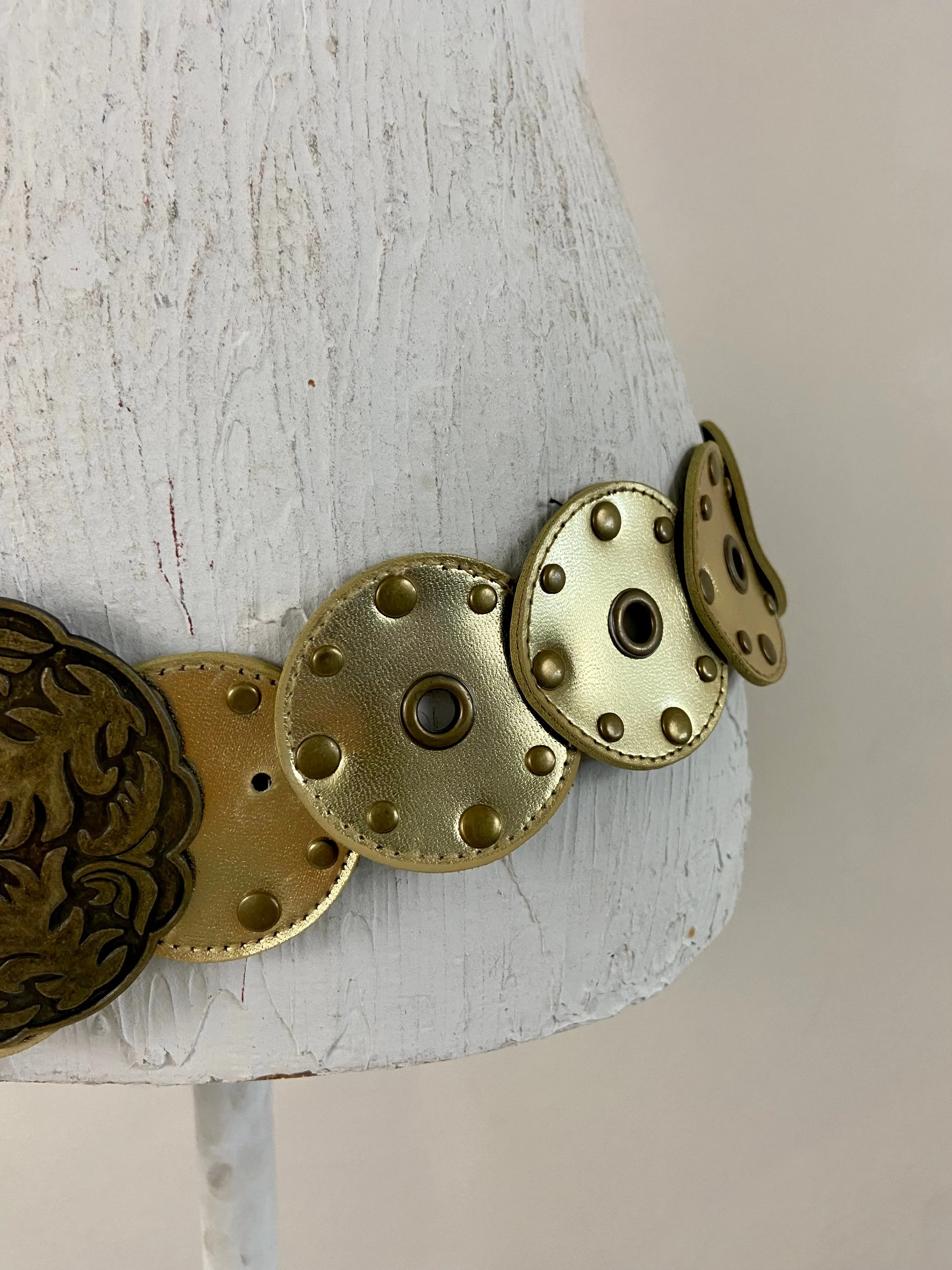 Gold leather waist belt