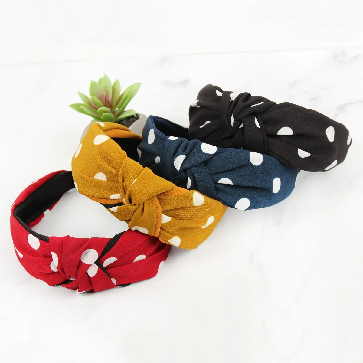 Hdh2365 - Polka Dots Tied Hair Band