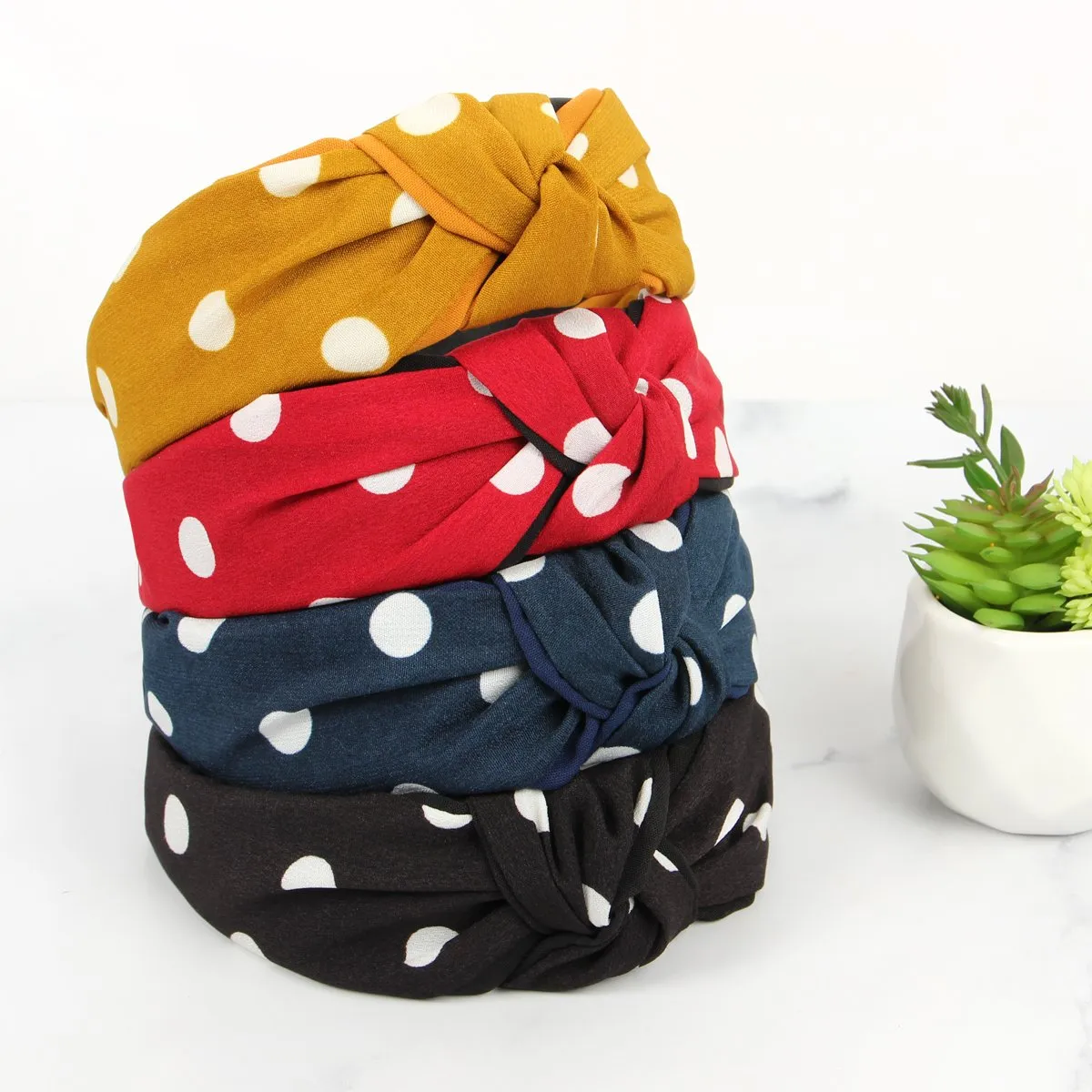 Hdh2365 - Polka Dots Tied Hair Band