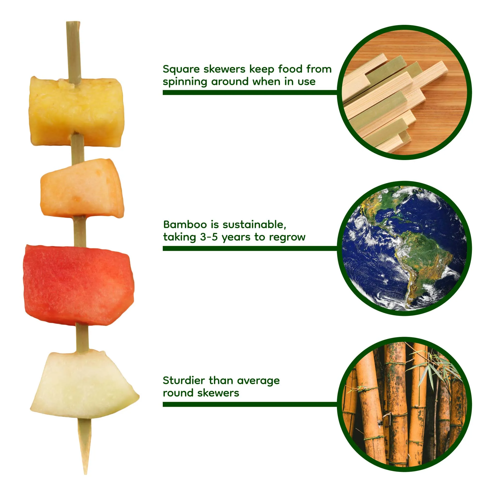 Heavy Duty Square Bamboo Skewers