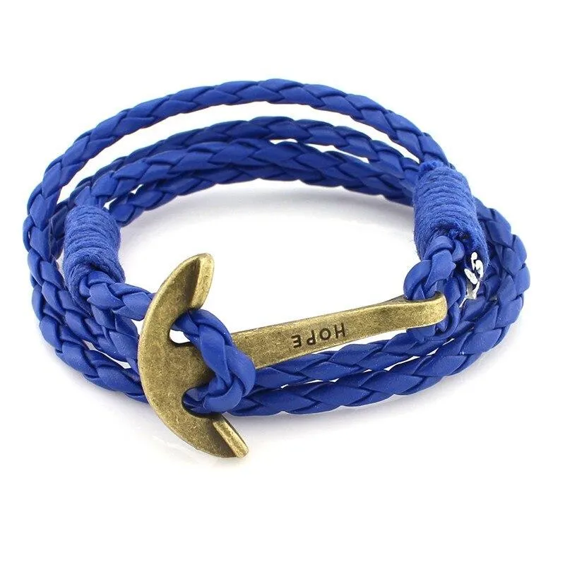 Hope Bronze Anchor Leather Bracelet