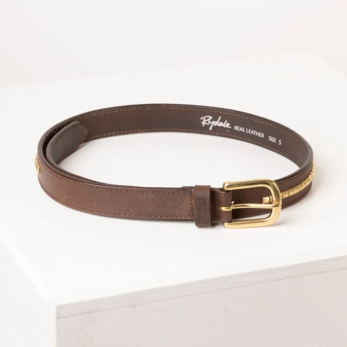Ladies Studded Brown Leather Belt
