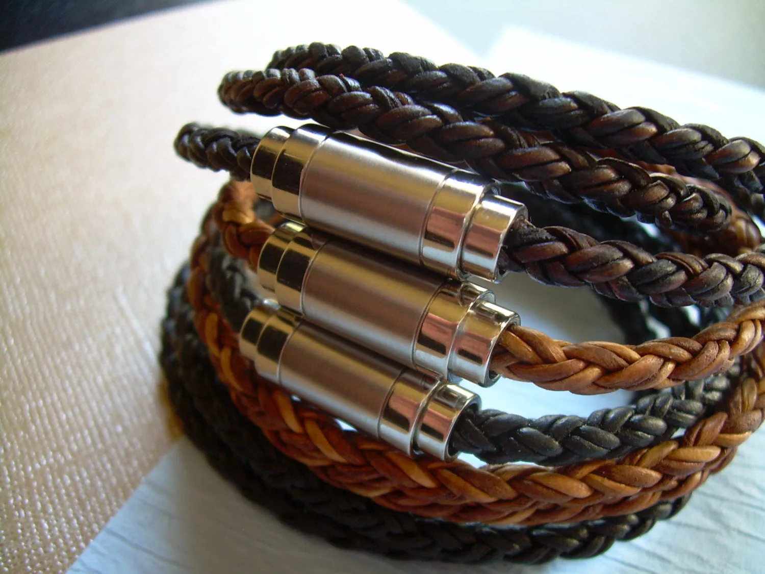 Leather Bracelets for Men, Mens Leather Bracelets, Mens Bracelets, Leather Bracelets, Mens Wrap Bracelet, Braided Bracelet, Magnetic Clasp,