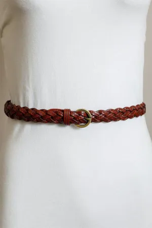 Leather Braided Skinny Belt