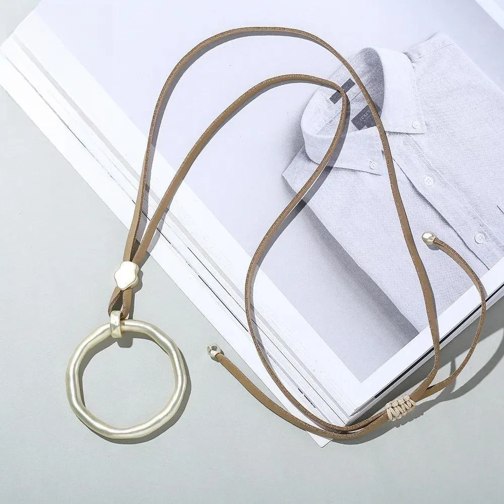 Leather Long Chain Necklace Trendy Jewelry Women Chokers Handmade Pendants