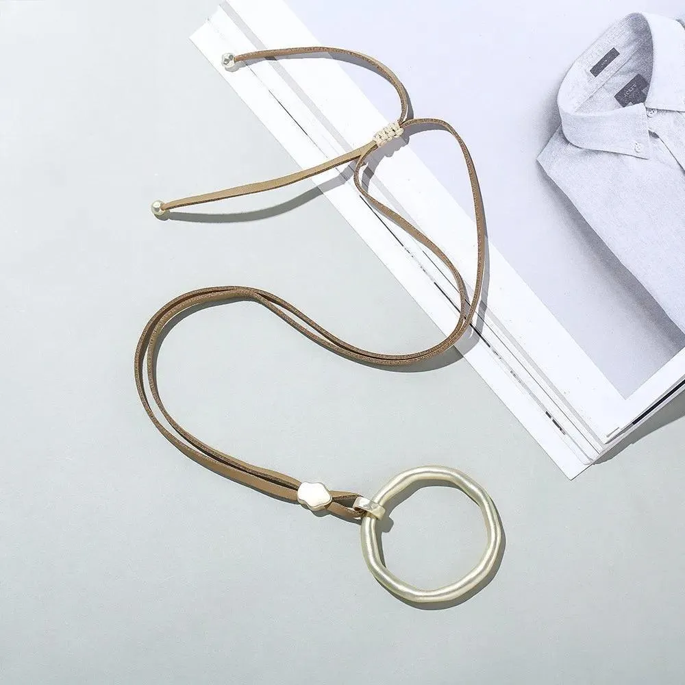 Leather Long Chain Necklace Trendy Jewelry Women Chokers Handmade Pendants