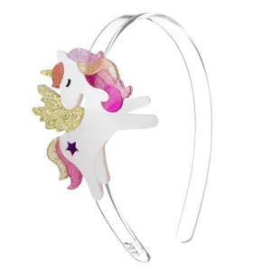 Lilies & Roses NY Winged Unicorn Coral Glitter Headband