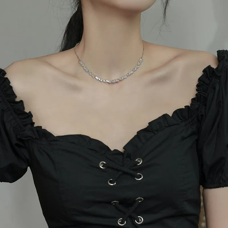 Luxury Shiny Zircon Necklace Stretchable Adjustable Feminine Clavicle Necklace