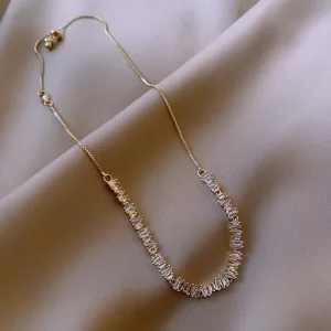 Luxury Shiny Zircon Necklace Stretchable Adjustable Feminine Clavicle Necklace
