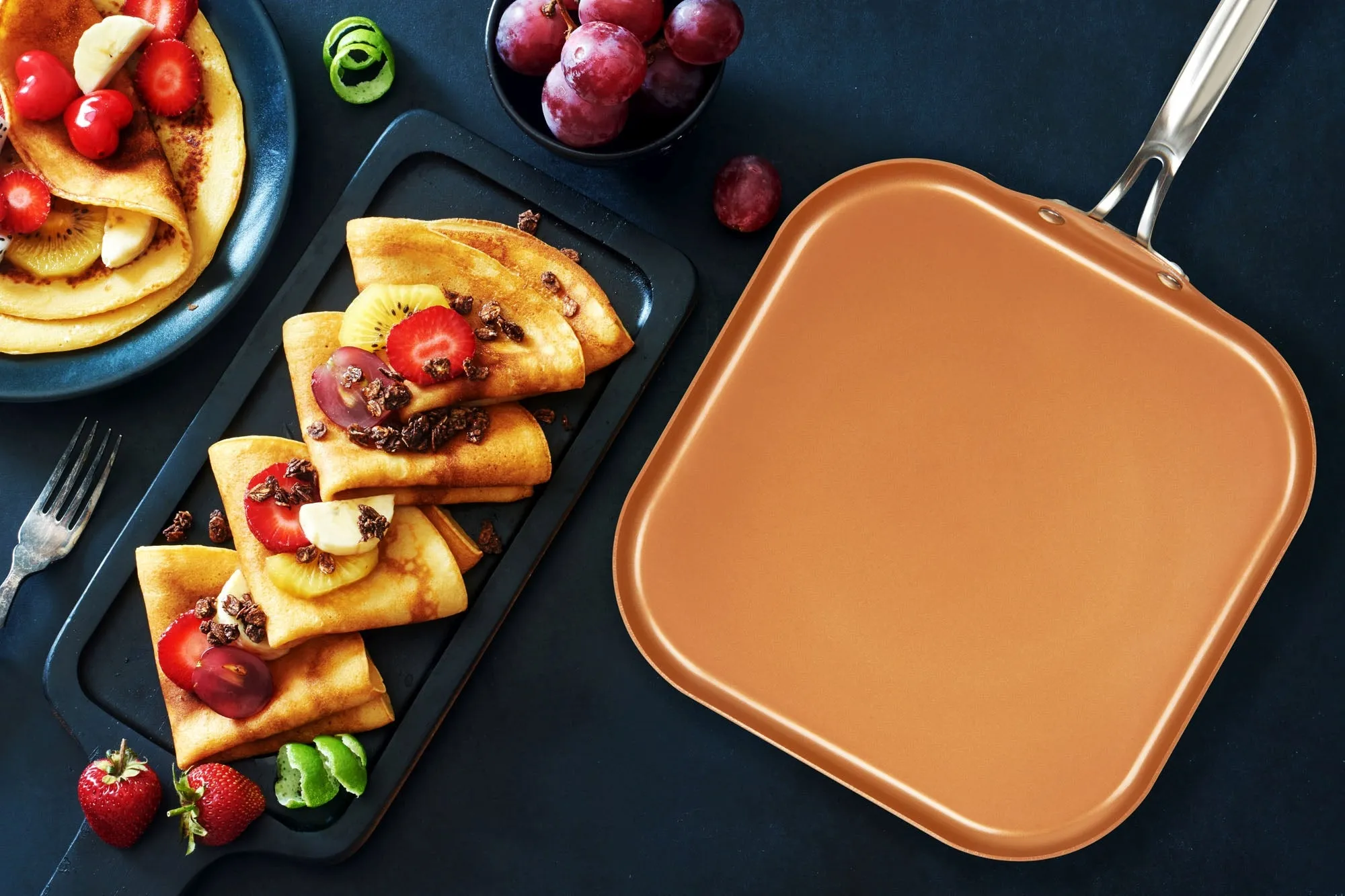 MASTERPAN Ceramic Nonstick Copper Color Griddle & Crepe Pan, 11" (28cm)