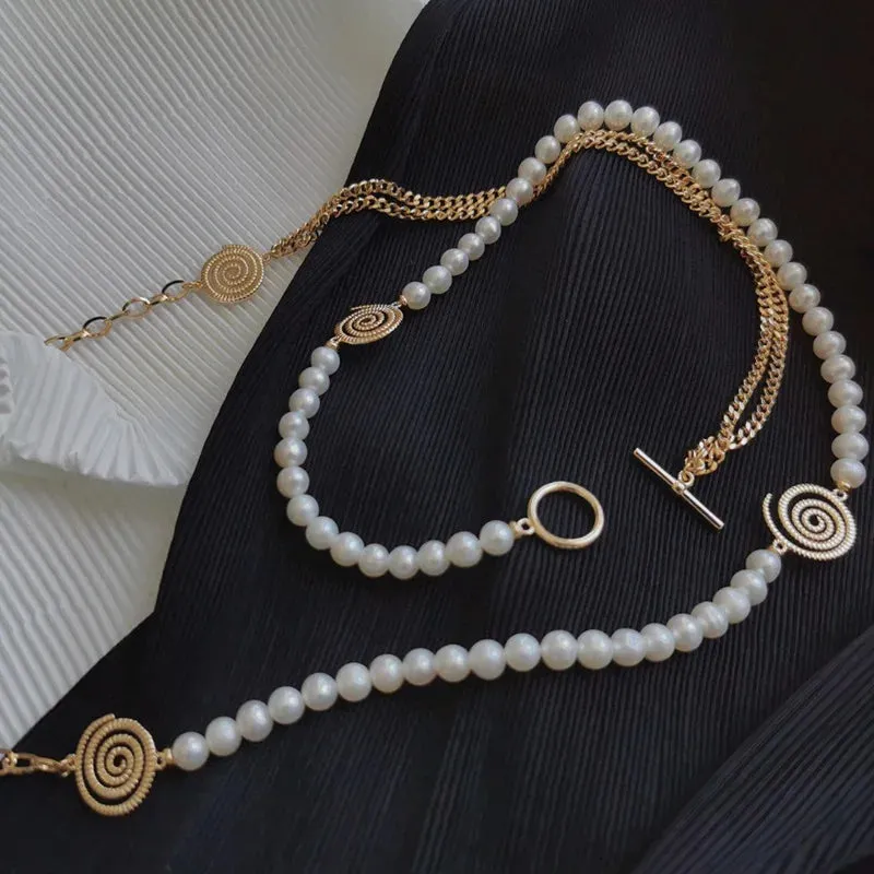 MAYTRENDS  -  Trendy Pearl Chokers Sweater Chain Necklace Jewelry for Women Party