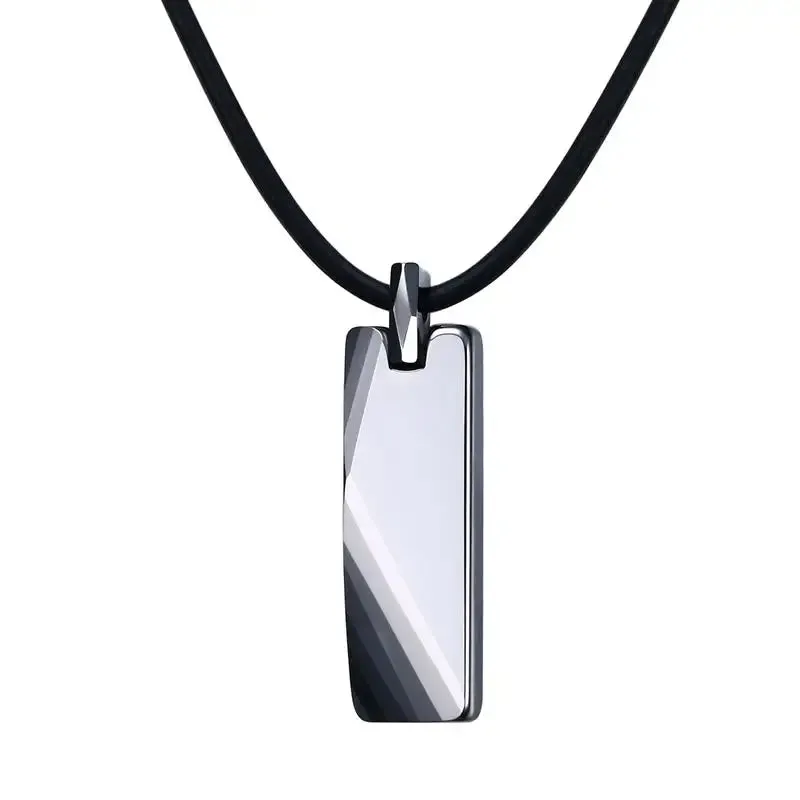 Mens Boys Chokers Tungsten Carbide Striped Pendants Necklaces