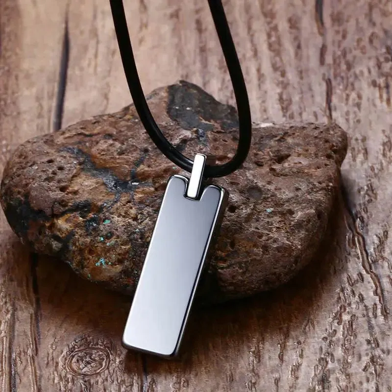 Mens Boys Chokers Tungsten Carbide Striped Pendants Necklaces