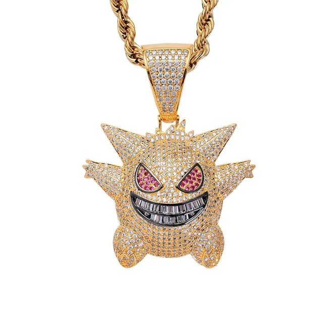 Mens Necklaces Halloween Mask Pendant Necklace With Chain New Arrival Cubic Zircon Pendant Hip Hop Rock Jewelry