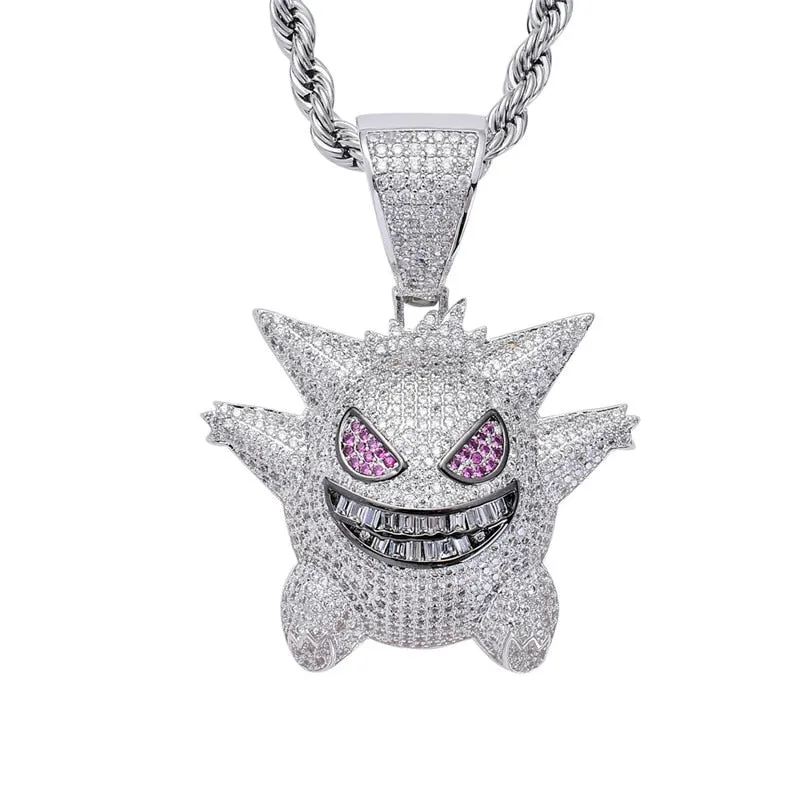 Mens Necklaces Halloween Mask Pendant Necklace With Chain New Arrival Cubic Zircon Pendant Hip Hop Rock Jewelry