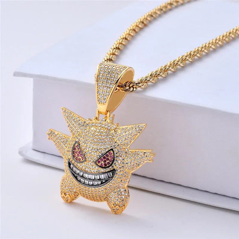 Mens Necklaces Halloween Mask Pendant Necklace With Chain New Arrival Cubic Zircon Pendant Hip Hop Rock Jewelry
