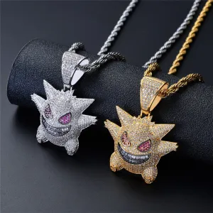 Mens Necklaces Halloween Mask Pendant Necklace With Chain New Arrival Cubic Zircon Pendant Hip Hop Rock Jewelry