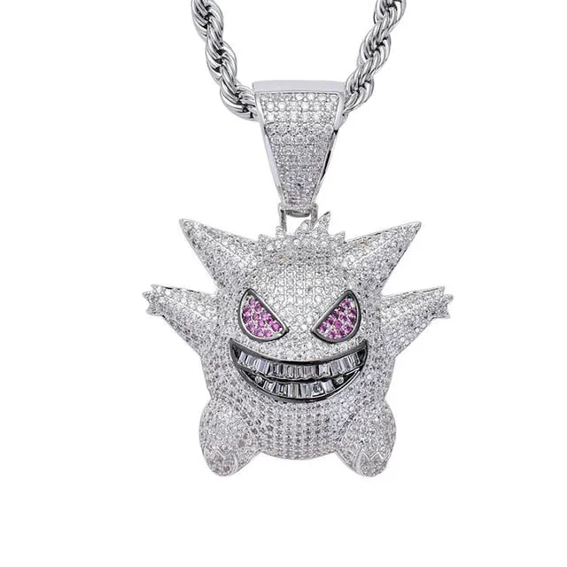 Mens Necklaces Halloween Mask Pendant Necklace With Chain New Arrival Cubic Zircon Pendant Hip Hop Rock Jewelry