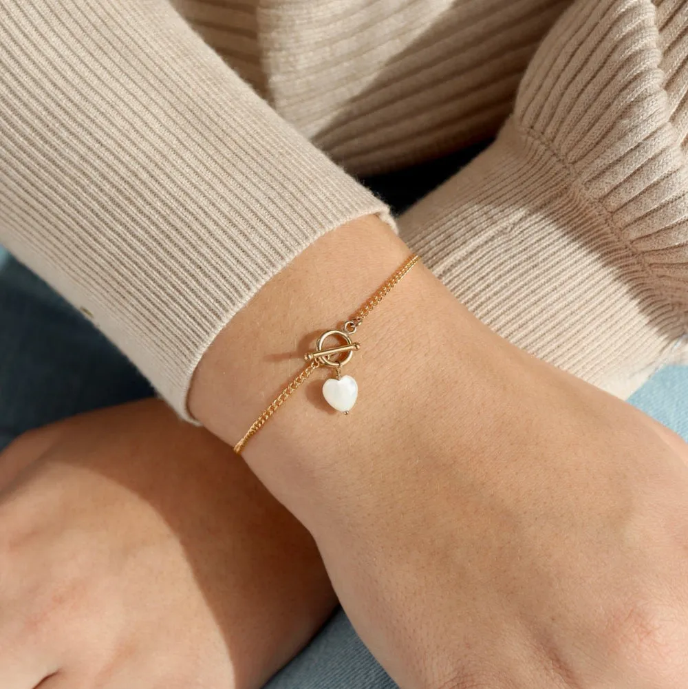 Mother of Pearl Heart Toggle Bracelet