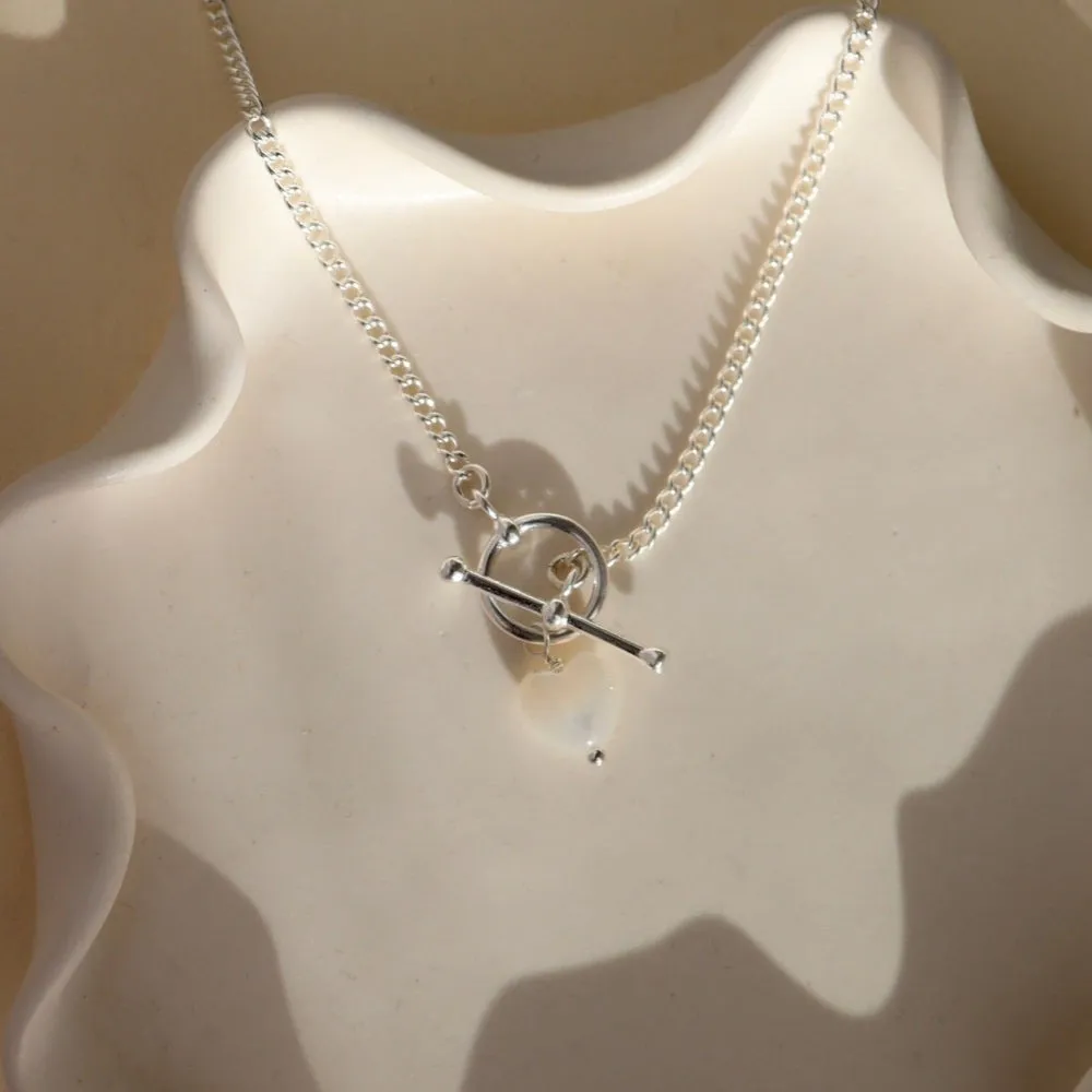 Mother of Pearl Heart Toggle Bracelet