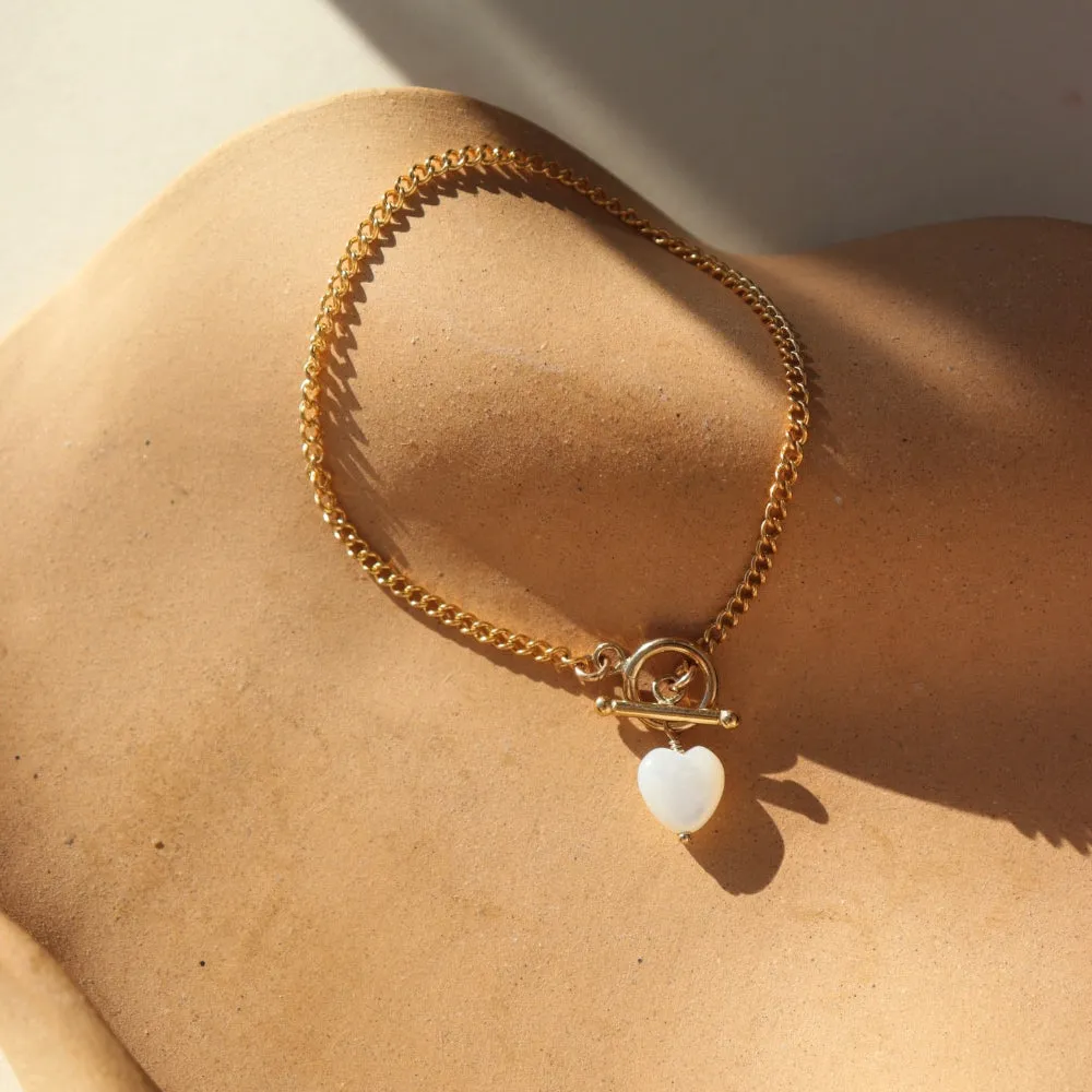 Mother of Pearl Heart Toggle Bracelet