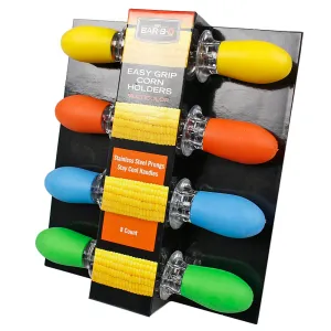Mr Bar-B-Q Easy Grip Corn on the Cob Holders Multicolor Grips Skewers 8 Count