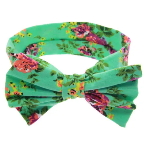 New Baby Girls Toddler Infant Newborn Flowers Print Floral Butterfly Bow Hairband Turban Knot Headband Hair Band Accessories