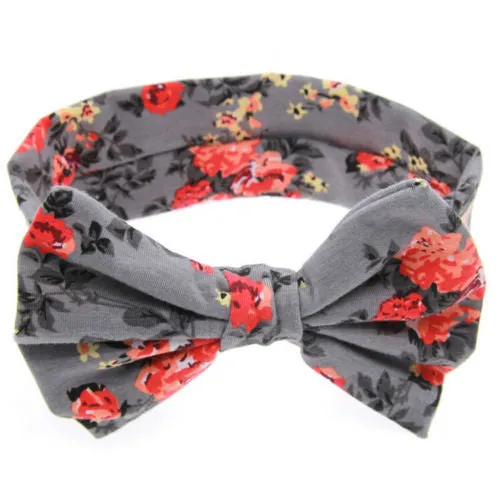 New Baby Girls Toddler Infant Newborn Flowers Print Floral Butterfly Bow Hairband Turban Knot Headband Hair Band Accessories