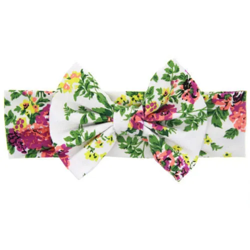 New Baby Girls Toddler Infant Newborn Flowers Print Floral Butterfly Bow Hairband Turban Knot Headband Hair Band Accessories