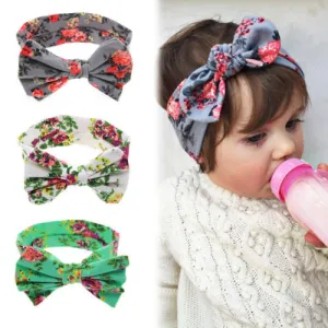 New Baby Girls Toddler Infant Newborn Flowers Print Floral Butterfly Bow Hairband Turban Knot Headband Hair Band Accessories