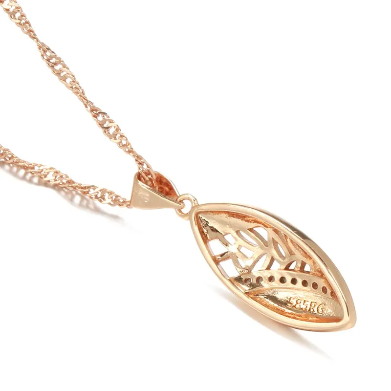 New Elegant Oval Pendant Necklaces With Natural Zircon Vintage Texture Women