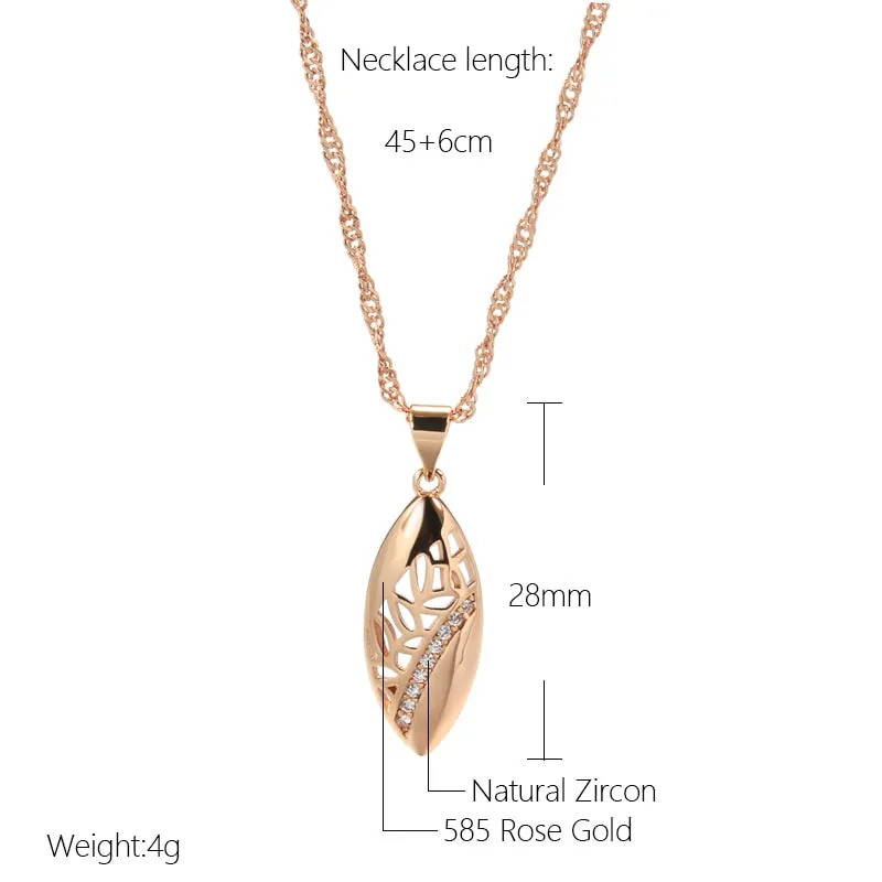 New Elegant Oval Pendant Necklaces With Natural Zircon Vintage Texture Women